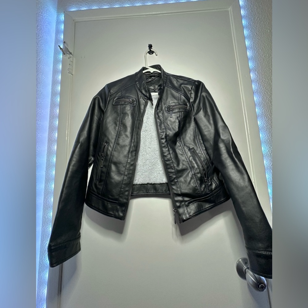 Faux-Fur-Lined Moto Jacket